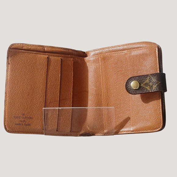 Louis Vuitton Wallet Monogram Compact Brown Leather Snap Closure Zip Coin Pocket - Picture 4 of 13